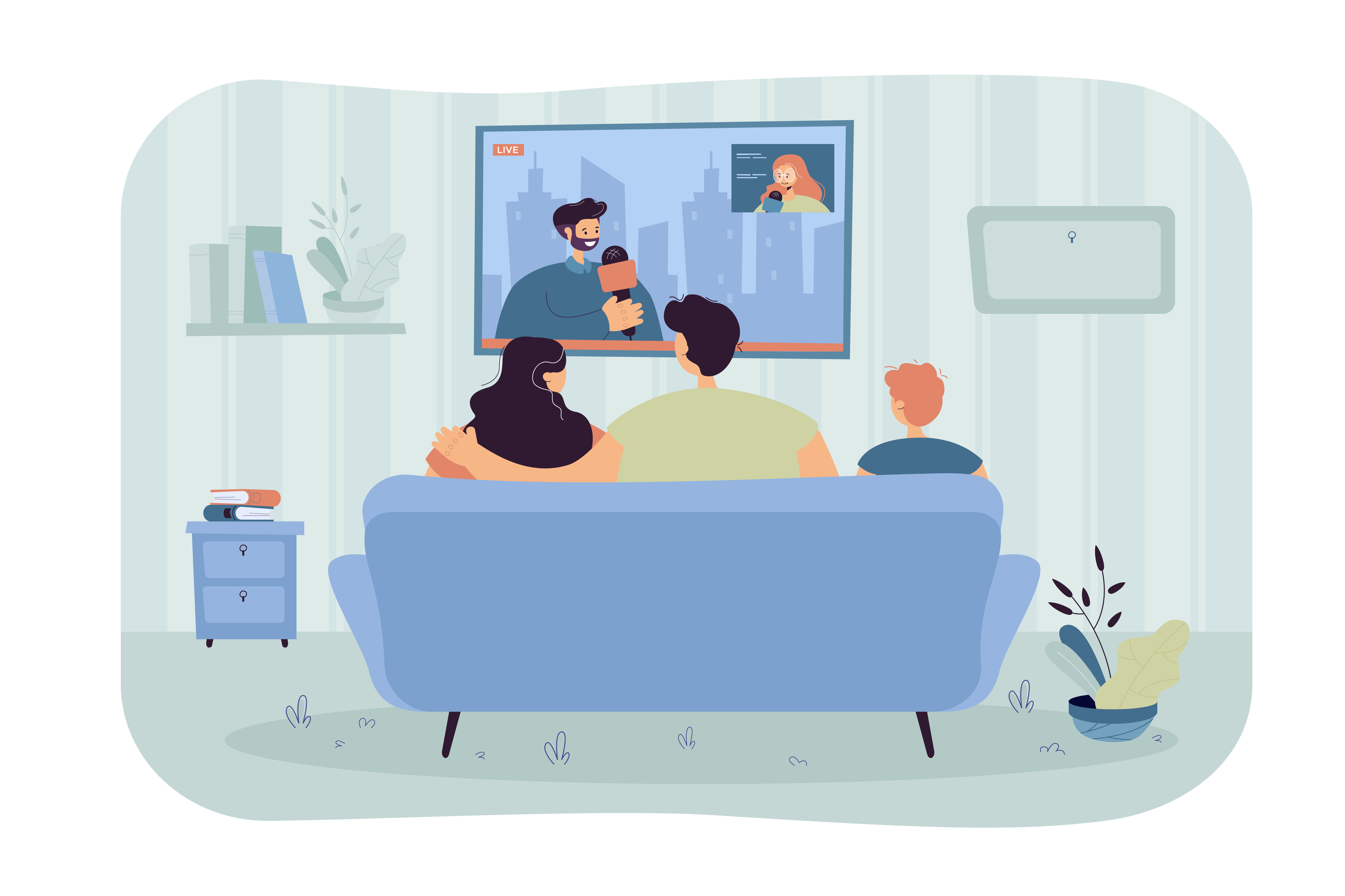 Family watching streaming
